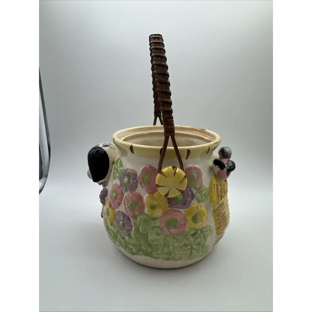 VERY RARE Lefton Puppy & Birdy 3D Cookie Biscuit Jar‎ Missing Lid
